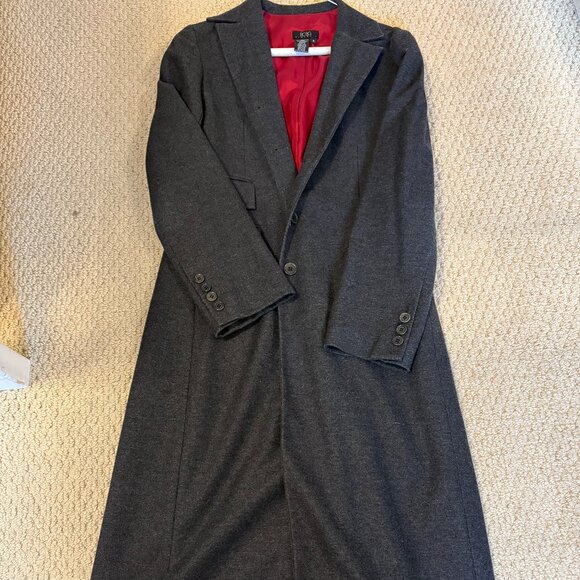 BCBG grey wool/polyester long trench coat, size 4 - Picture 1 of 3